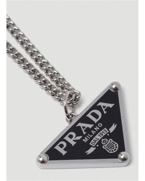 prada black necklace|Prada black triangle necklace.